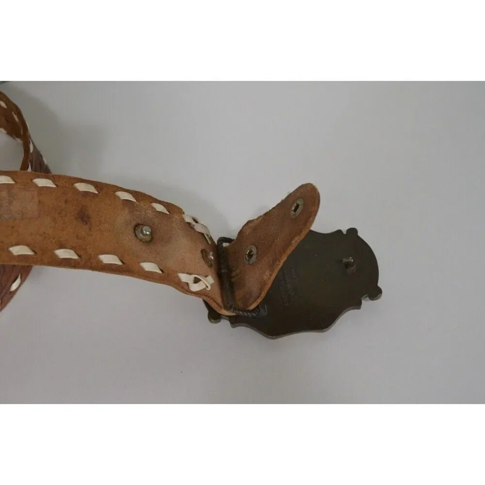 Vintage Raintree Mallard Duck Belt Buckle 1980 With Brown Leather Belt (34)